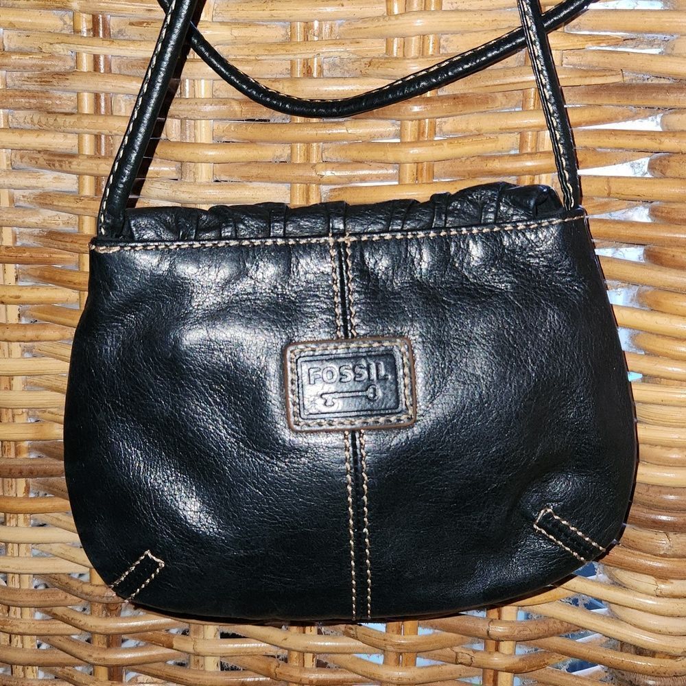 Fossil Leather Black Shoulder Purse